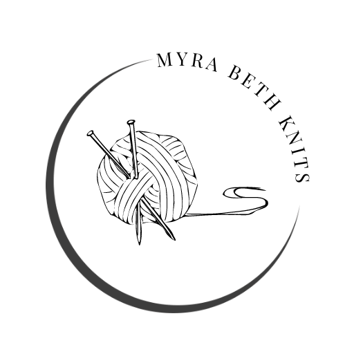 logo: yarn ball with two knitting needles stuck in it. 